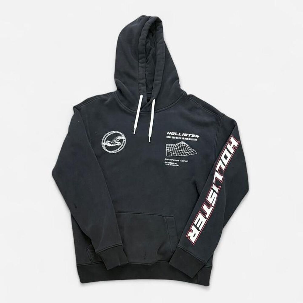 Hollister Men's Black and Grey Hoodie